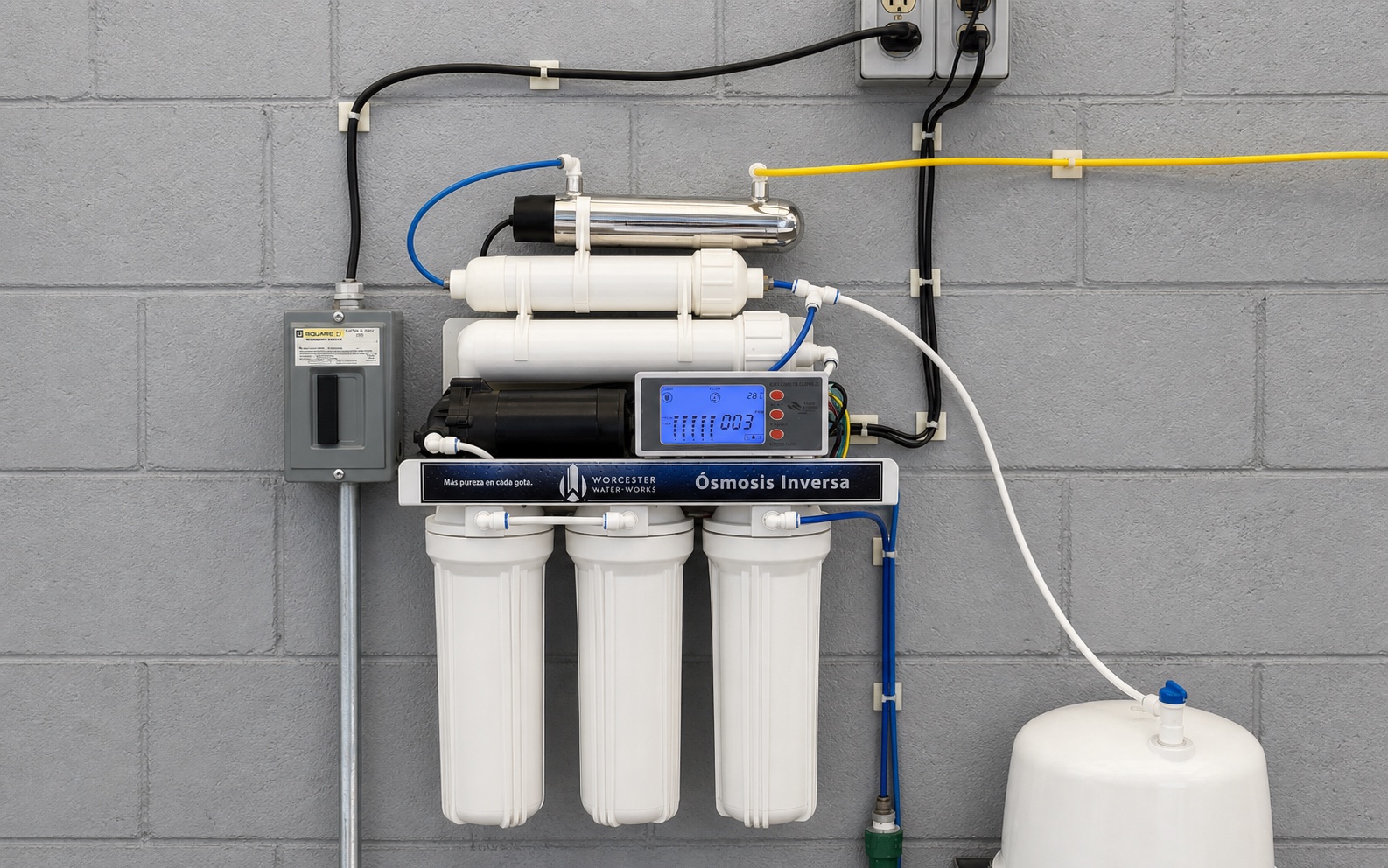 Módulos de purificación de agua instalados en pared para red interna
